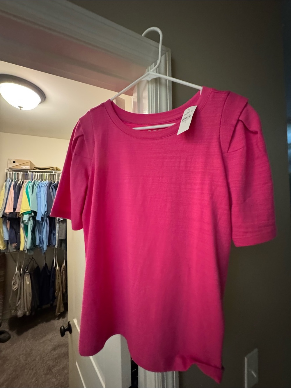 Women's LOFT pink Short-Sleeve Knit Top